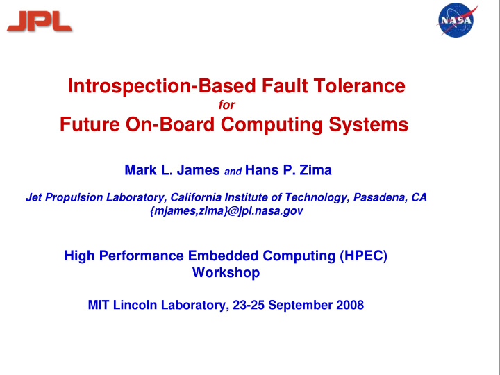 introspection based fault tolerance