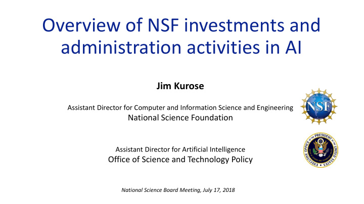overview of nsf investments and administration activities