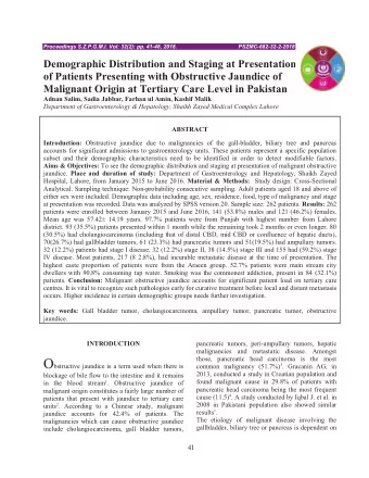 42  Demographic Distribution and Staging at Presentation of Patients Presenting with Obstructive