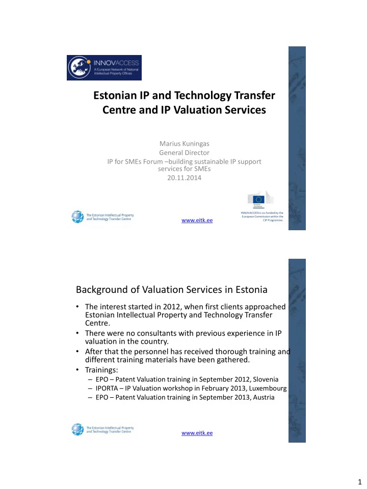 centre and ip valuation services