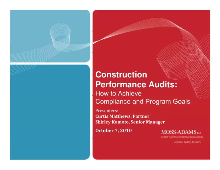 construction construction performance audits