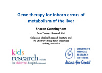 gene therapy for inborn errors of metabolism of the liver