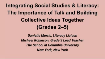Integrating Social Studies &amp; Literacy:  The Importance of Talk and Building  Collective Ideas