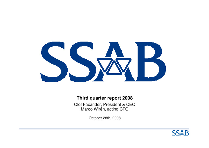 third quarter report 2008