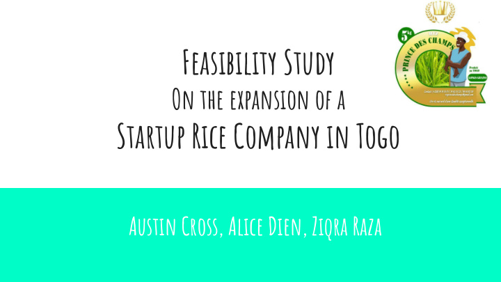startup rice company in togo