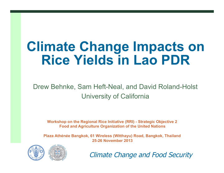 climate change impacts on rice yields in lao pdr