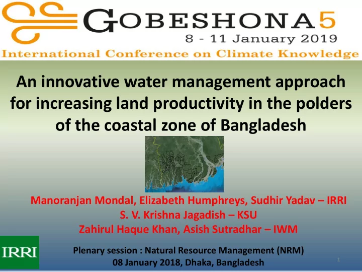 an innovative water management approach for increasing
