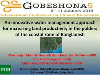 An innovative water management approach  for increasing land productivity in the polders of the