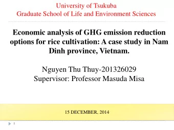 Economic analysis of GHG emission reduction  options for rice cultivation: A case study in Nam