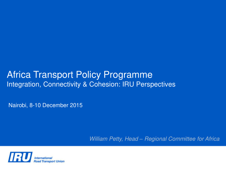 africa transport policy programme
