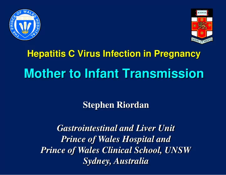 mother to infant transmission