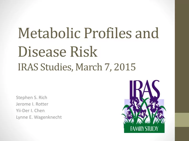 metabolic profiles and