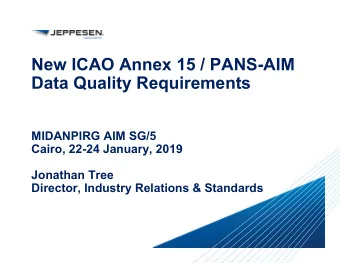 New ICAO Annex 15 / PANS-AIM  Data Quality Requirements  MIDANPIRG AIM SG/5  Cairo, 22-24 January,