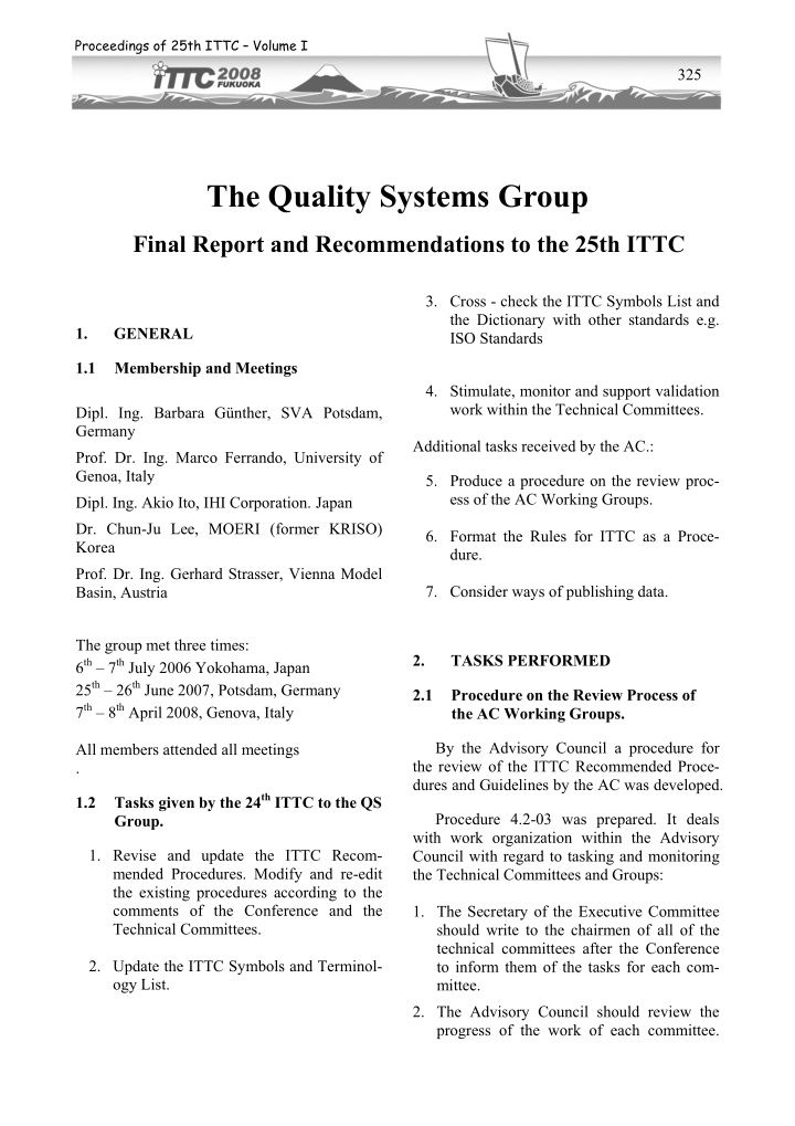 the quality systems group