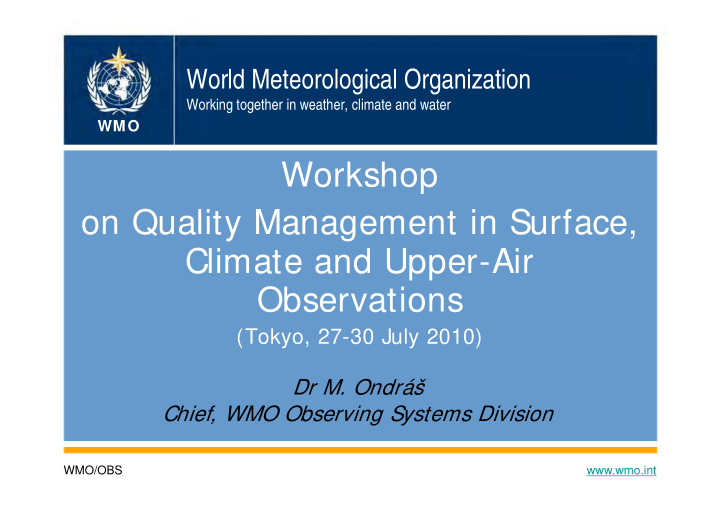 workshop on quality management in surface climate and