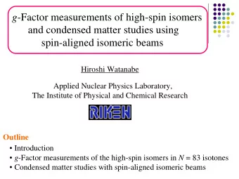 g -Factor measurements of high-spin isomers  and condensed matter studies using  spin-aligned