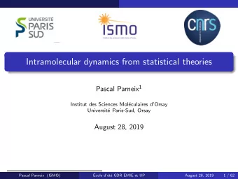 Intramolecular dynamics from statistical theories Pascal Parneix 1  Institut des Sciences Mol