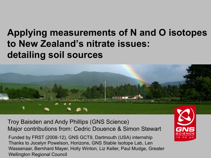applying measurements of n and o isotopes to new zealand
