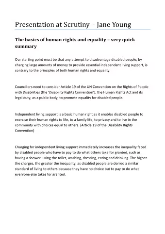Presentation at Scrutiny  Jane Young  The basics of human rights and equality  very quick