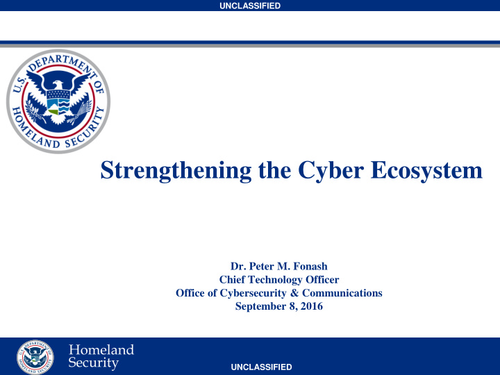 strengthening the cyber ecosystem