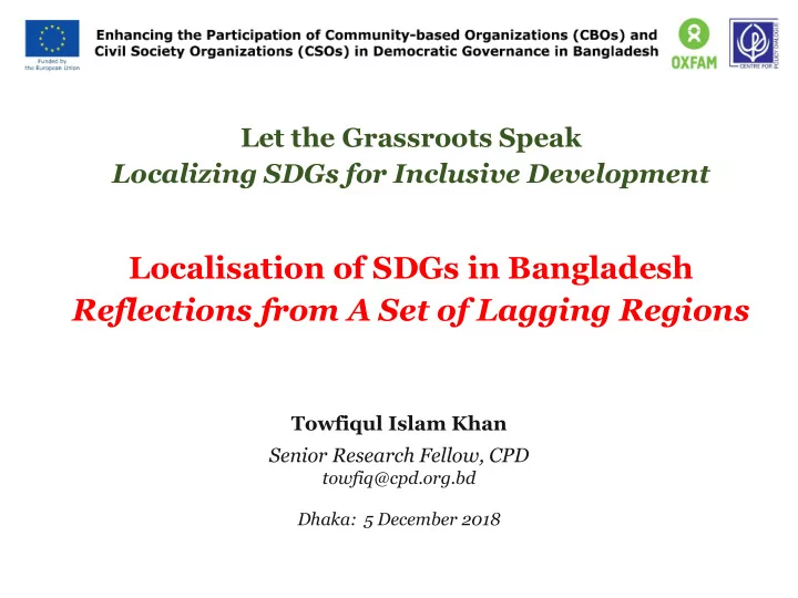 localisation of sdgs in bangladesh