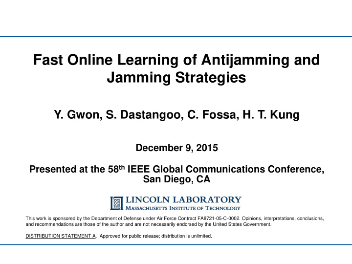 fast online learning of antijamming and