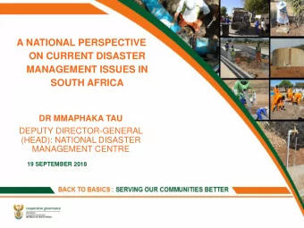 SOUTH AFRICA  DR MMAPHAKA TAU  DEPUTY DIRECTOR-GENERAL  (HEAD): NATIONAL DISASTER  MANAGEMENT