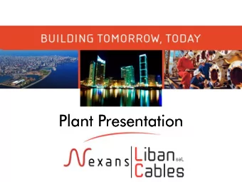 Plant Presentation  Plant Presentation  A reliable source for sustainable energy Sanayeh