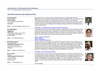 L OOKING B ACK AT R ECONSTRUCTION C ONFERENCE TH  16 TH J ANUARY 2014, C OVENTRY , UK  15