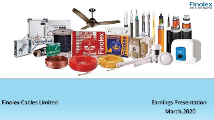 finolex cables limited earnings presentation
