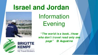 Israel and Jordan  Information  Evening  The world is a book..those  who dont travel read
