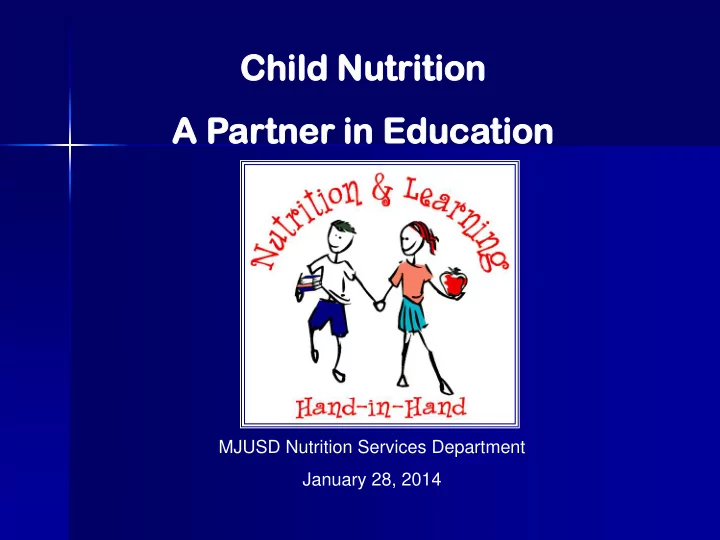 child n nutriti tion on a partne tner i in educ ucation