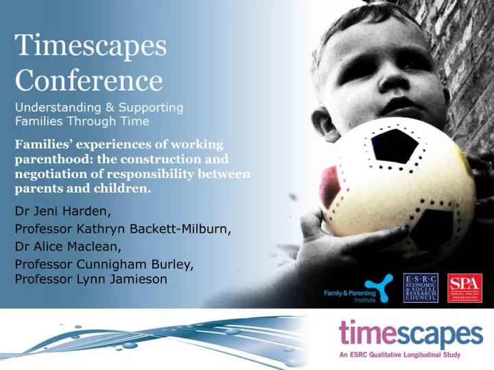 professor lynn jamieson working parenthood and