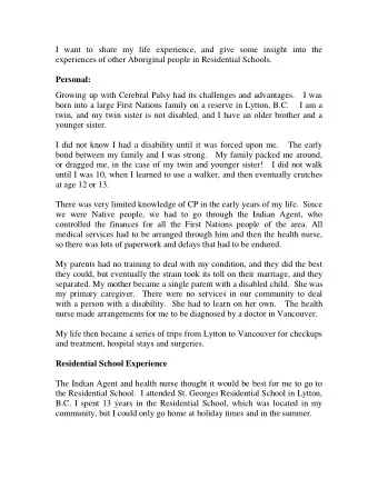 I want to share my life experience, and give some insight into the  experiences of other Aboriginal