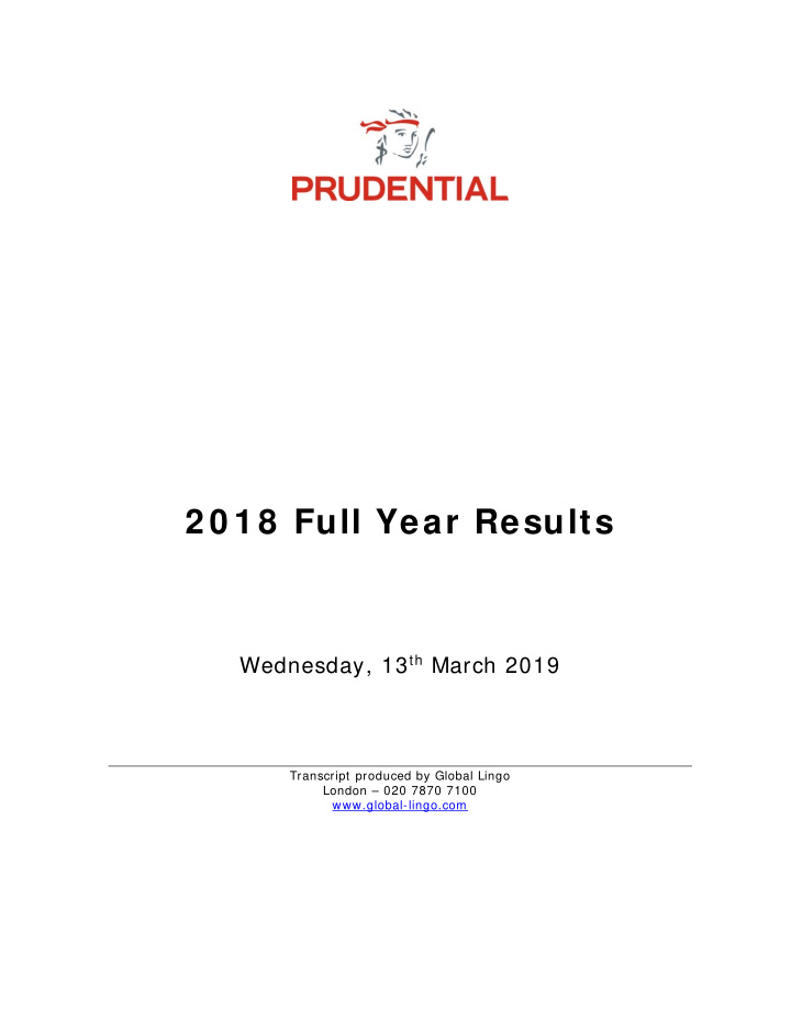 2 0 1 8 full year results