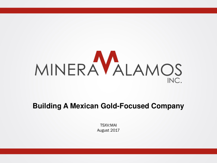 building a mexican gold focused company