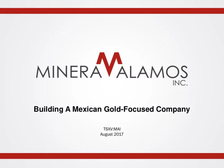 building a mexican gold focused company