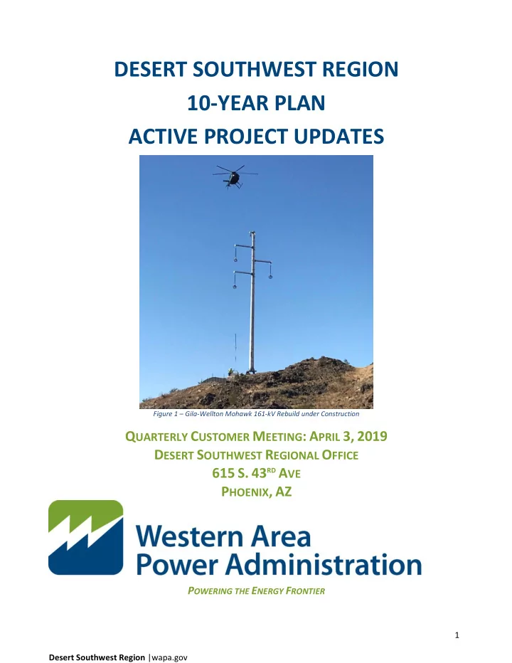 desert southwest region 10 year plan active project