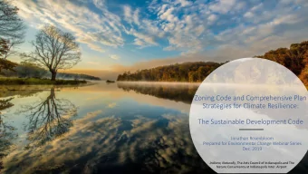 Zoning Code and Comprehensive Plan  Strategies for Climate Resilience:  The Sustainable Development