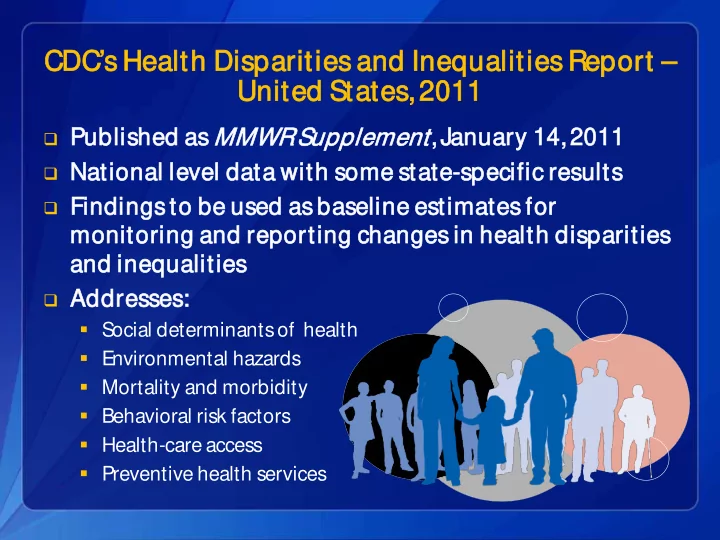 cdc s heal ealth dispar arities es an and ineq equal