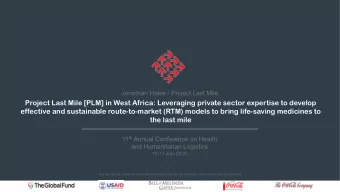 Project Last Mile [PLM] in West Africa: Leveraging private sector expertise to develop  effective