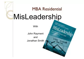 MisLeadership  With  John Rayment  and  Jonathan Smith  Financial system failure  Climate