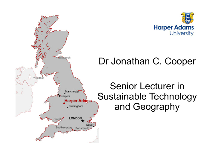 dr jonathan c cooper senior lecturer in sustainable
