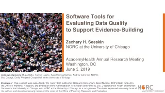 Evaluating Data Quality  to Support Evidence-Building  Zachary H. Seeskin  NORC at the University