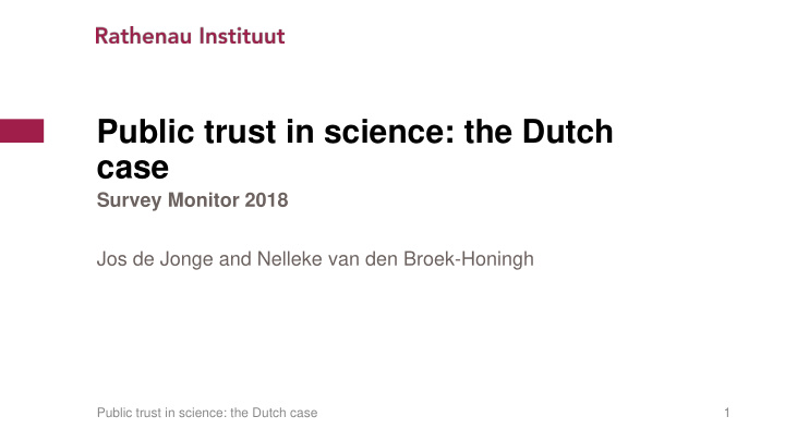 public trust in science the dutch case