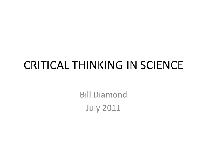 critical thinking in science