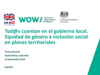 Tod@s cuentan en el gobierno local.  Equidad de gnero e inclusin social  en planes