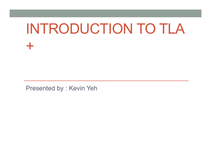 introduction to tla