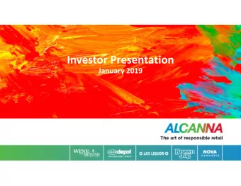 Investor Presentation  January 2019  Caution concerning forwardlooking statements  This document