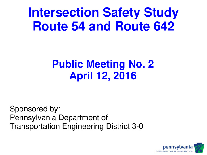 intersection safety study route 54 and route 642